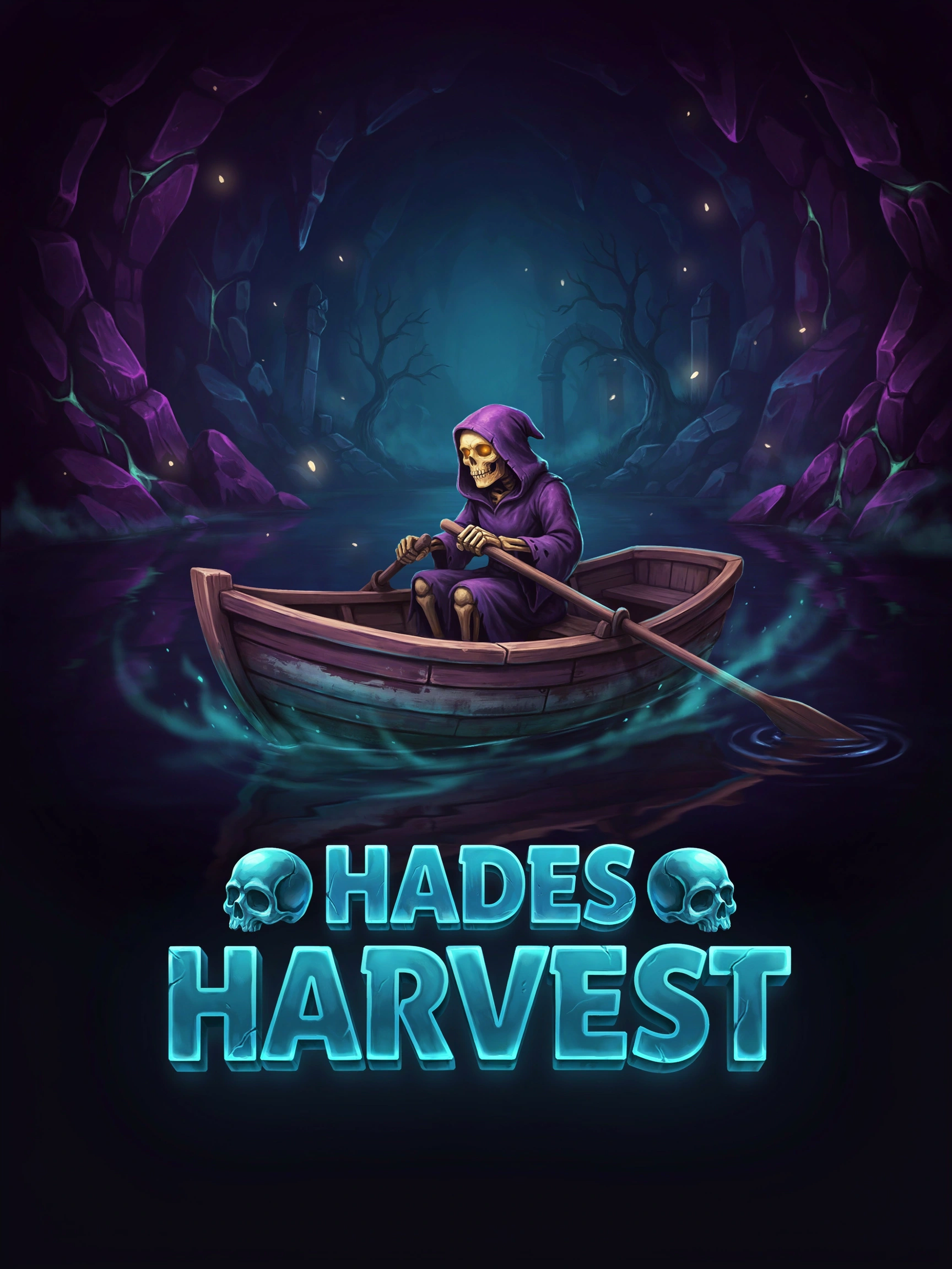 Reel art from the Hades Harvest pokie